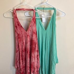 Two handmade, low back beach dresses from Tulum